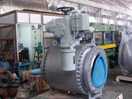 Buen precio Vávula de bola montada muñón lateral de la entrada del API 607 con el actuador eléctrico en línea